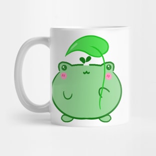 Happy lil frog with leaf Mug